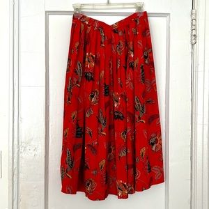 Vintage red pattern skirt, size medium